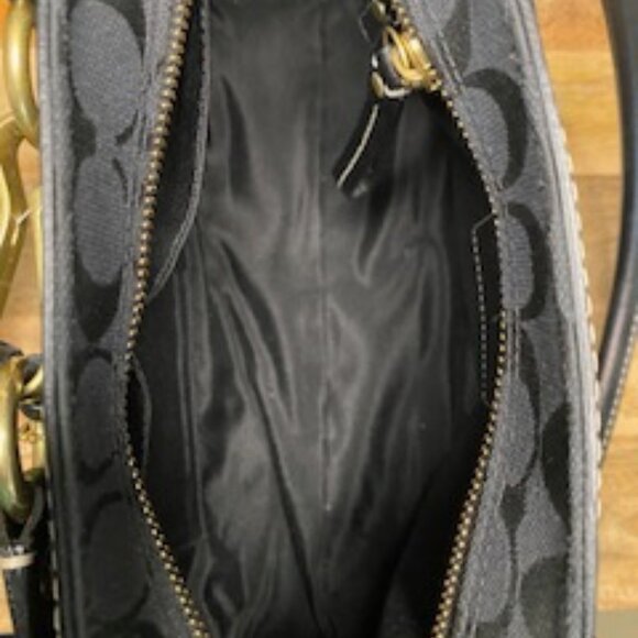 COACH Black Signature Horsebit Satchel Handbag - Gold Hardware - Picture 4 of 6